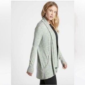 Athleta Pranayama Restore Wrap Cozy Comfy Casual Cardigan In Marl Grey Heather